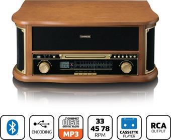 PİKAP - TCD-2551WD - Ahşap Retro Bluetooth®, Radyo, USB, CD, Kaset Çalar, Dahili Hoparlör