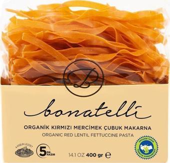 Bonatelli Organik Kırmızı Mercimekli Çubuk Makarna 400 g ℮