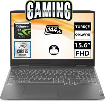 Lenovo LOQ 82XV00SWTX i5-12450H 8GB 512SSD RTX3050 15.6" FullHD W11H Taşınabilir Bilgisayar