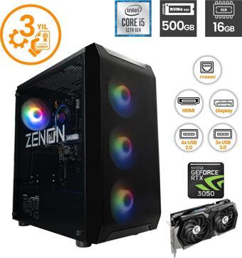 Zenon RAKS TR101 i5-12400F 16GB 500GB SSD RTX3050-8GB  FreeDOS Gaming Masaüstü Bilgisayar