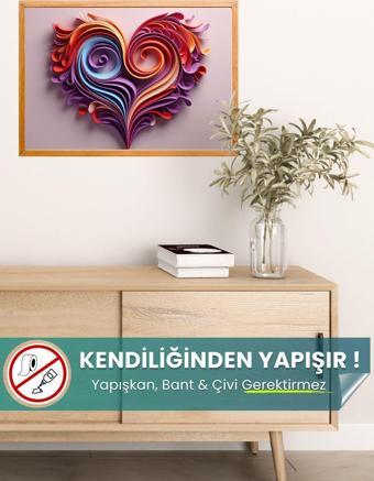 Evbuya Renkli Kalp Poster Yapışkansız Statik Tutunan İnovaitf Akıllı Kağıt Poster