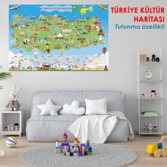 Evbuya Türkiye Kültür Haritası - Yapışkansız Tutunan Statik Akıllı Kağıt (95X150 CM) Karışık, Çok Renkli