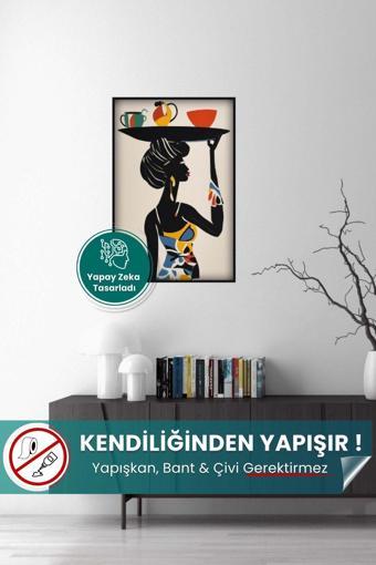 Pi Papers Afrikan Siyahi Kadın Portresi - Bohem Matisse Tarzı Yüksek Çözünürlüklü Duvar Poster