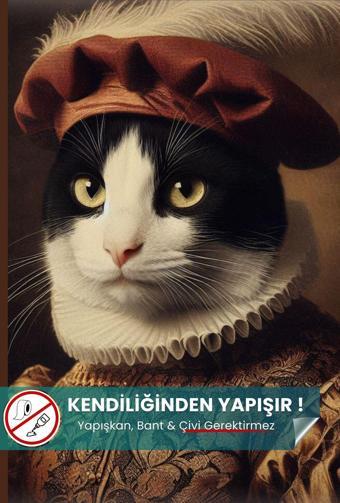 Pi Papers İki Renkli Kedi Poster, Statik Kağıt Premium Baskı Poster, Siyah Beyaz Kedi, Yapay Zeka Tasarım