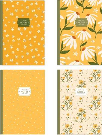 Keskin Color Çizgili Tel Dikişli 4'lü Defter Seti Sarı