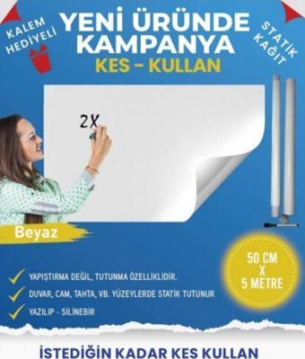 Pi Papers Kes Kullan Akıllı Kağıt - 5 Metre Beyaz, Statik Tutunma Ve Kağıt Tutucu Özellikli, Yazı Tahtası