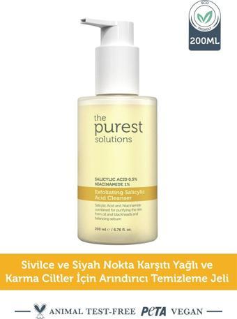 The Purest Solutions Yağlı Ve Karma Ciltler Için Siyah Nokta Karşıtı Temizleme Jeli 200 Ml