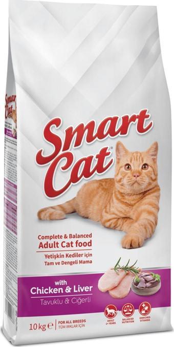 Smart Cat Tavuk Etli ve Ciğerli Yetişkin Kedi Maması 10 Kg