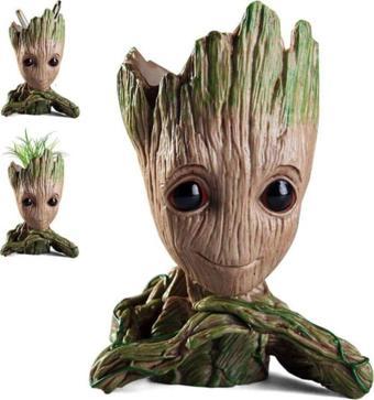 Netavantaj Galaksinin Koruyucuları Baby Groot Figür Elleri Çenesinde Saksı Kalemlik Pla Büyük 15 cm