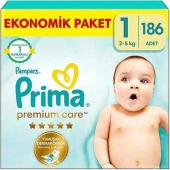 Prima Bebek Bezi Premium Care 1 Numara 186 Adet Yenidoğan Aylık Fırsat Paketi