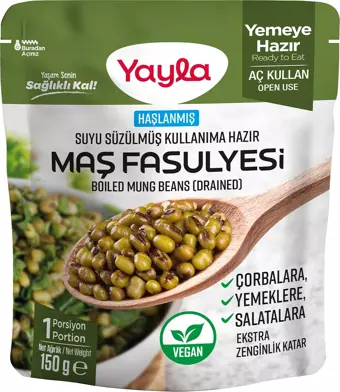 Yayla Haşlanmış Suyu Süzülmüş Maş Fasulyesi 150 gr