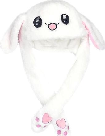 Netavantaj Işıklı Oynar Kulaklı Peluş Kawaii Figürlü Şapka Beyaz