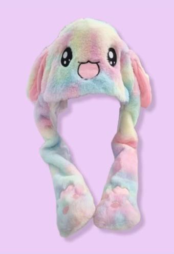 Netavantaj Işıklı Oynar Kulaklı Peluş Kawaii Figürlü Şapka Rainbow