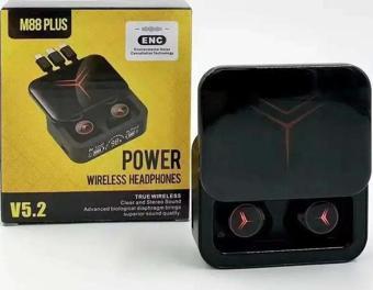 M88 Plus Şarj Göstergeli Powerbank Özellikli Bluetooth Kablosuz Kulakiçi Kulaklık Siyah