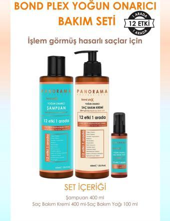 Panorama Professional Bond Plex Bakım Seti 12 Etki 1 Arada 400 ml Şampuan-Saç Kremi-100 ml Saç Bakım Yağı