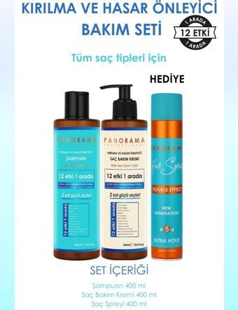 Panorama Professional Kırılma ve Hasar Önleyici Bakım Seti 400 ml Şampuan+Saç Kremi+Saç Spreyi Hediyeli