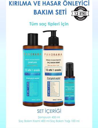 Panorama Professional Kırılma ve Hasar Önleyici Bakım Seti 400 ml Şampuan-Saç Kremi-100 ml Saç Yağı