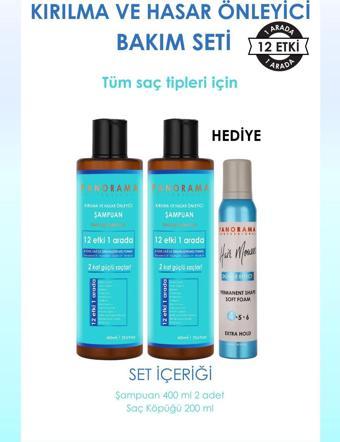Panorama Professional Kırılma ve Hasar Önleyici Bakım Seti 400 ml x2 Şampuan + Saç Köpüğü Hediyeli
