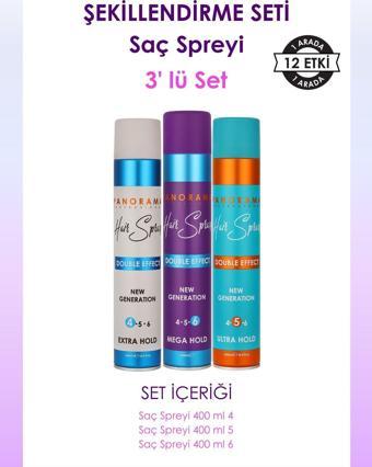 Panorama Professional Şekillendirme Seti Saç Spreyi 3'lü Set 400 ml X 3 Adet 4-5-6