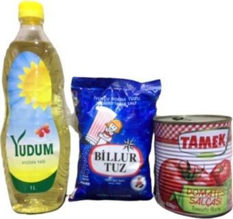 Yudum Sıvı Yağ 1 Lt&Billur Tuz 750Gr&Tamek Salca 830 Gr 3 Lü Set