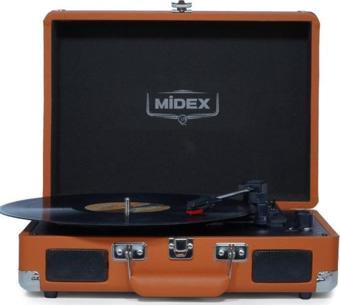 Midex Mtx-101OR Nostaljik Retro Pikap Plak Çalar (Şarjlı Bluetooth Aux Hoparlörlü 3 Devir) İğne Dahil