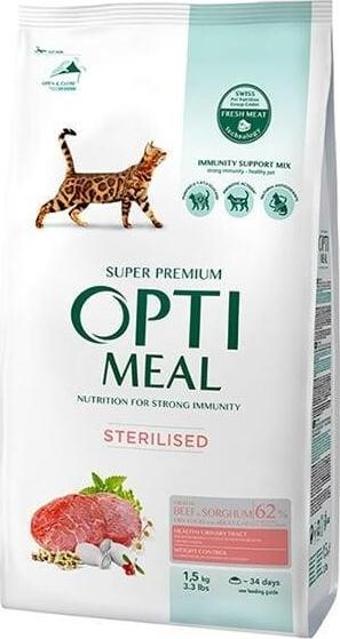 Optimeal Süper Premium Dana Etli-Sorgumlu Kısır Kedi Maması 1,5 Kg