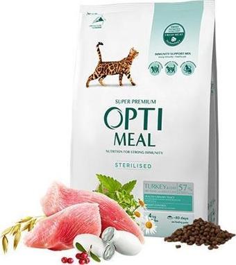 Optimeal Süper Premium Hindili-Yulaflı Kısır Kedi Maması 4 Kg