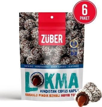 Lokma Hindistan Cevizi Kaplı Kakaolu Fındık Ezmeli Meyve Topu 96 gr x 6 Paket