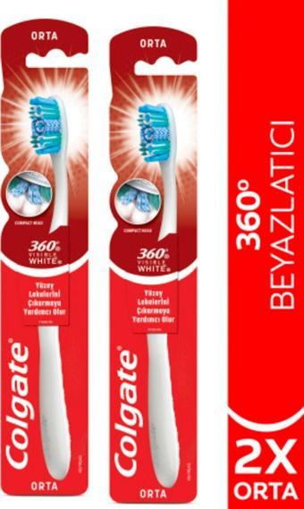 Colgate 360 Visible White Beyazlatıcı Orta Diş Fırçası X2 Adet