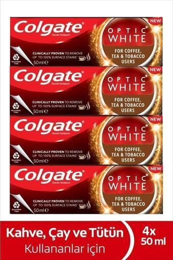 Colgate Optic White Kahve, Çay Ve Tütün Kullanıcıları Için Diş Macunu 50 Ml X4 Adet