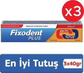 Fixodent Plus En Iyi Tutuş Diş Protez Yapıştırıcı Krem 40 Gr X 3 Adet