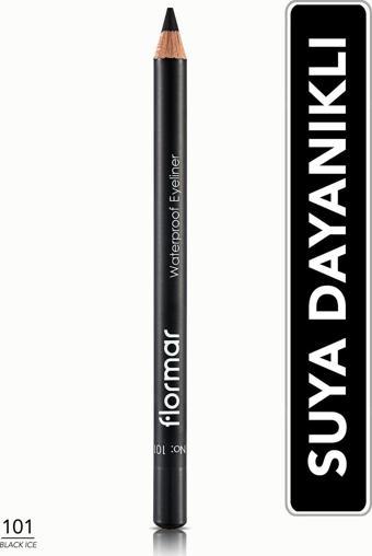 Flormar Mat Bitişli Suya Dayanıklı Göz Kalemi (Siyah) - Waterproof Eyeliner - 101 Black Ice - 8690604109012