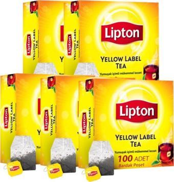 Lipton Yellow Label Bardak Poşet Çay 100'Lü 5 Paket 500 Adet