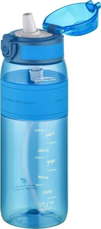 Uzspace 600ml Silikon Gövde Pipetli (ısırılmaz) Tritan Su Matarası