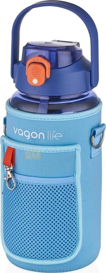 Vagonlife 1500ml Pipetli Pipetsiz Kulplu Askılı Kılıflı Şeffaf Motivasyon Matarası Sticker