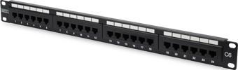 Digitus DN-91624U-CR 1u-24-Port Cat6 E Unshielded Black Patch Panel