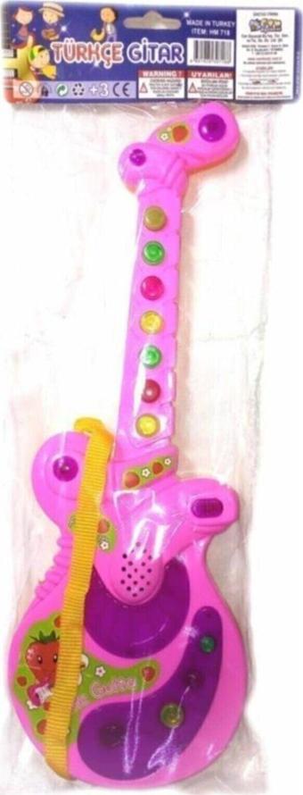 Can Sesli Işılklı Gitar . Müzikli Gitar . 35 Cm Boyunda Şık Gösterişli Gitar Fma06153