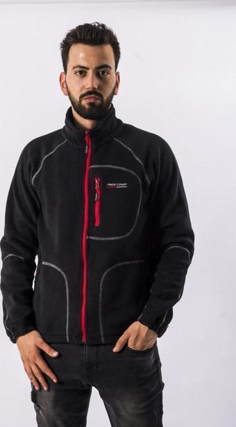 FreeCamp Man Full Zipper Fleece Polar-SİYAH-KIRMIZI