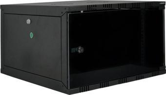 12U 540x400 mm Eko Serisi Yan Panelli Tek Gövdeli Duvar Tipi Kabinet Siyah 2 Yıl Üretici Garantili