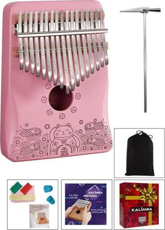 Midex KLX-350 Pembe Kalimba Gerçek Ağaç 17 Tuşlu Full Set