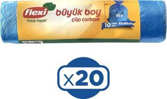 Flexi Çöp Torbası Büyük Boy 60x80 cm 10 lu Mavi x 20 Adet