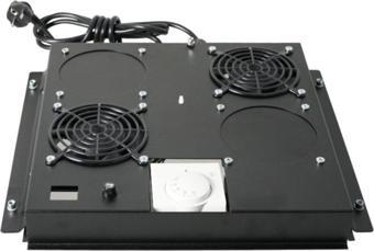 2'li Rack Kabinet Fan Modülü Termostatlı Ral 9005 Siyah