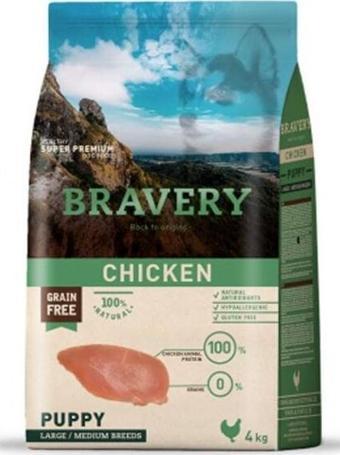 Bravery Adult Orta ve Büyük Irk Tavuklu Tahılsız Yavru Köpek Maması 4 Kg