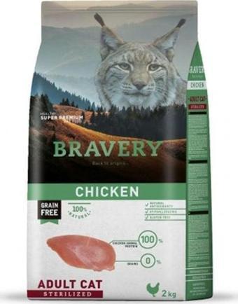 Bravery Tavuklu Tahılsız Kısırlaştırılmış Kedi Maması 2 Kg