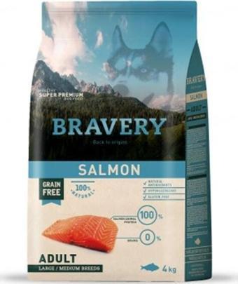 Bravery Orta ve Büyük Irk Somonlu Tahılsız Yetişkin Köpek Maması 4 Kg