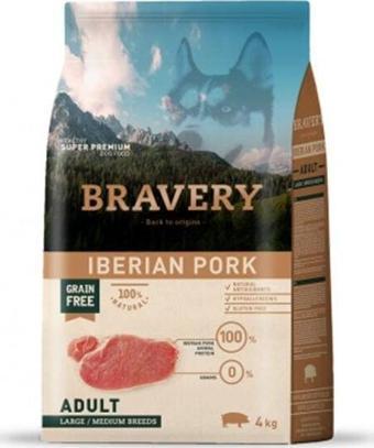 Bravery Orta ve Büyük Irk Domuzlu Tahılsız Yetişkin Köpek Maması 4 Kg