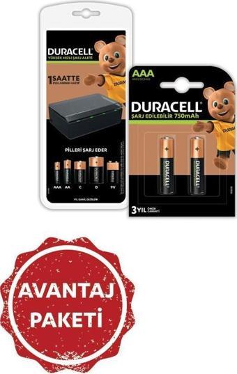 Duracell CEF 14 Şarj Aleti + 2 AA ve 2 AAA Pil+2 Şarj Edilebilir AAA 750mAh Pil