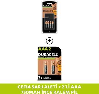 Duracell CEF 14 Şarj Aleti + 2 AA ve 2 AAA Pil+2 Şarj Edilebilir AAA 750mAh Pil