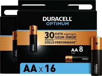 Duracell Optimum Aa Alkalin Pil, 1,5 V Lr6 MN1500, 16’li Paket