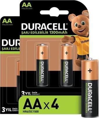 Duracell Şarj Edilebilir AA 1300mAh Piller, 2 Li Paket x2 (4 Adet)